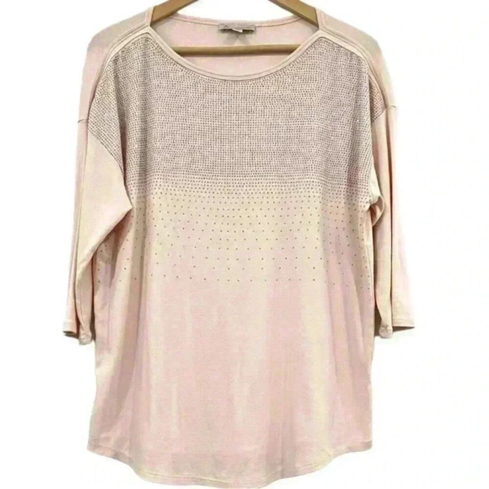 CB Established 1862 Light Pink Rhinestone Pattern Blouse Size XL